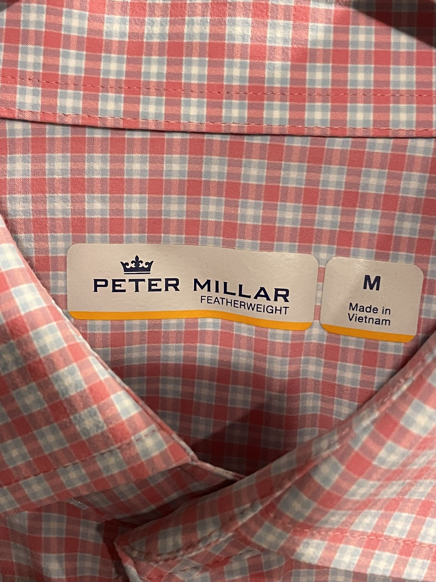 Peter Millar Featherweight Plaid Button Up Short Sleeve Shirt Men’s Size M