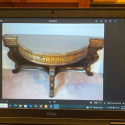 Antique Demilune Solid Wood Hall Table Williamsport Co. 