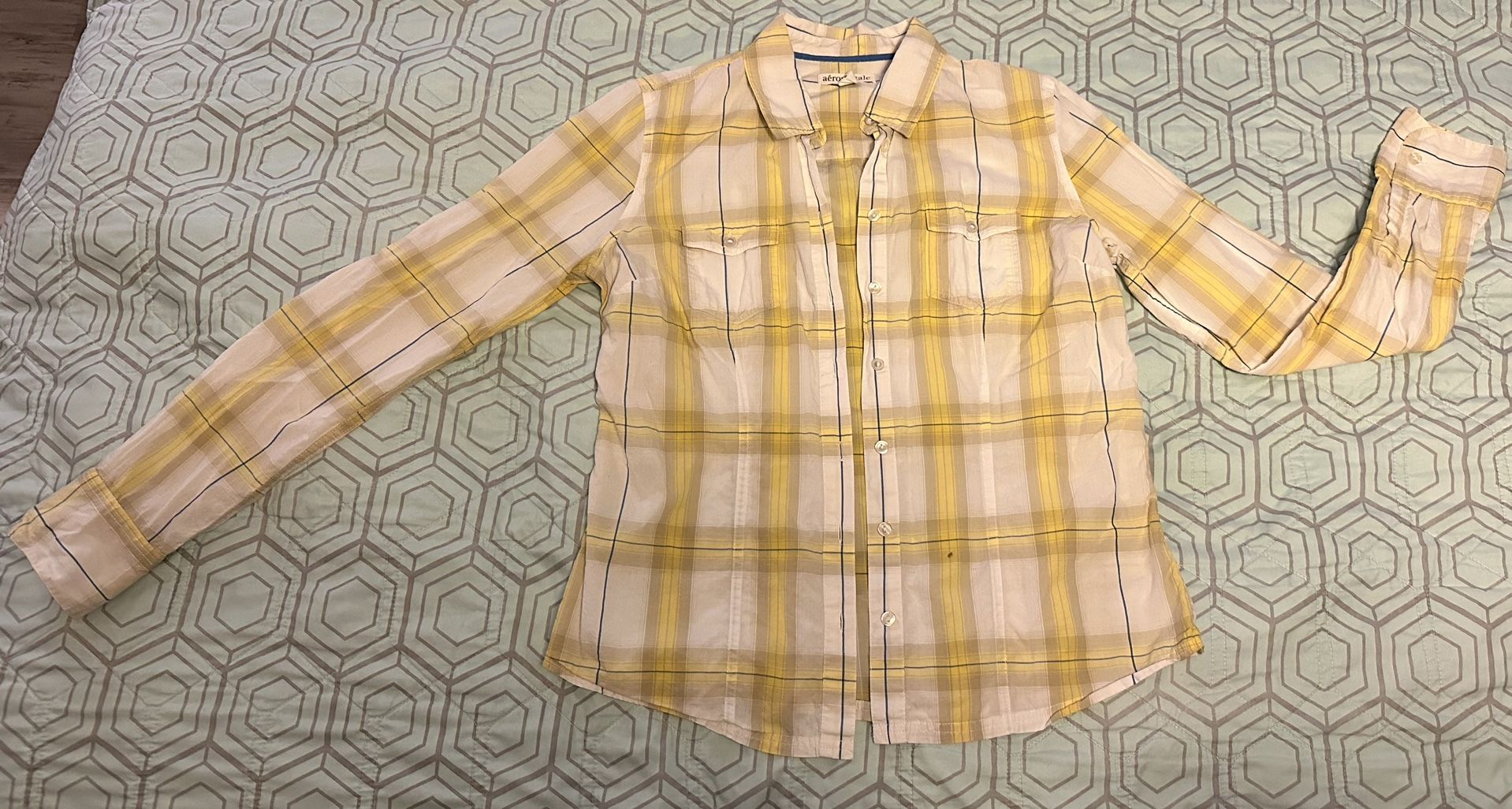 YLW/BLU Plaid BTTN Shirt