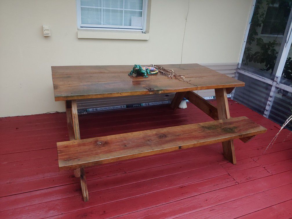 Picnic Table Heavy Duty Built 2X6 Frame And 2X12planks For Table Top And Seats
