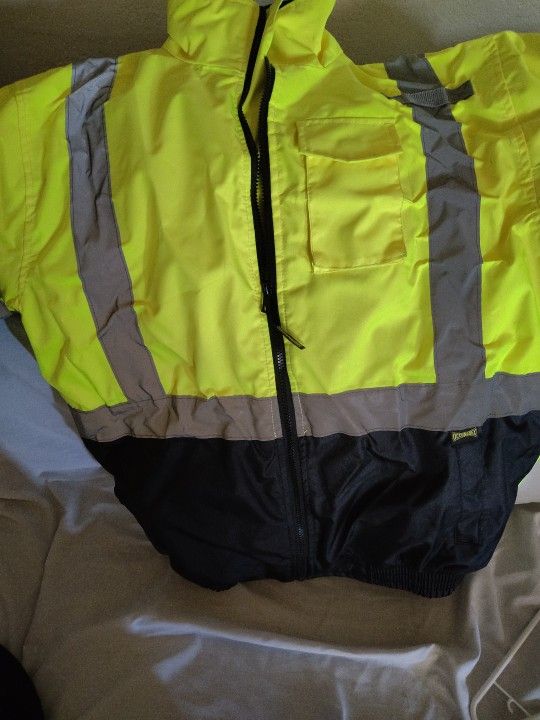 Puffer Bomber Coat Refector Rain Jacket Heavy Duty Zip Down M