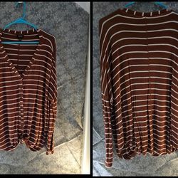 Size Large Brown Striped Ana Blouse 