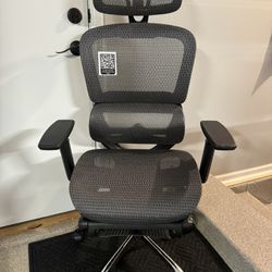 Brand New Grey All Mesh Tall Back Ergonomic Office Chair w/Slide Out Footrest & Adjustable Armrests
