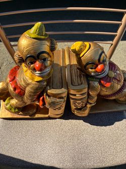 Vintage Clown Bookend Set