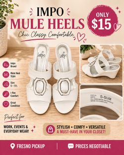 👡 IMPO Wedge Mule Heels – White – Size 5 / 5.5 – $15