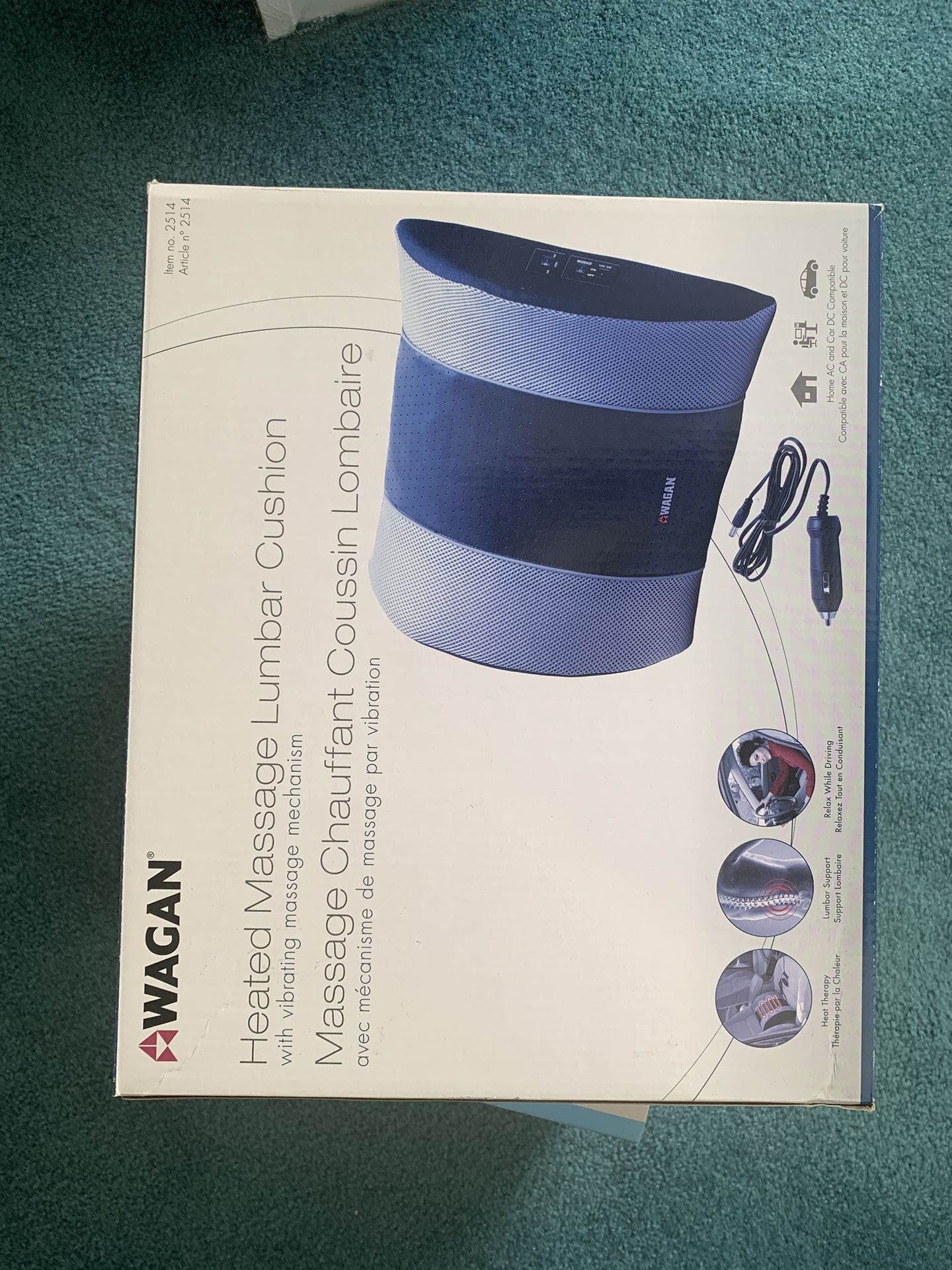 Wagan Heated Massage Lumbar Cushion