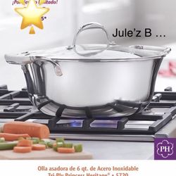 Princess House Olla Asadora De 6 Qts Tri-ply Nueva En Su Caja 