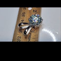 Moissanite Pendent Mens/Womens 10+ Carats Moissanite, 925 Sterling Silver, Pendent, New