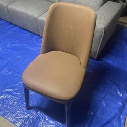 Brown Chair and Black Table 