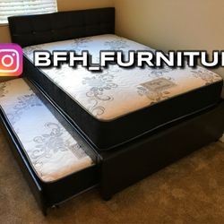 Full/Twin Expresso Trundle Beds w. Orthopedic Mattresses Included