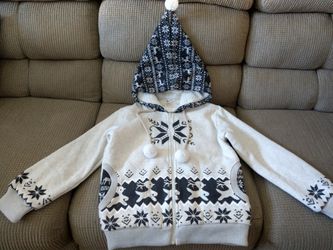 New Girl Hoodie Winter Moose Snowflakes Anorak Zipper Jacket