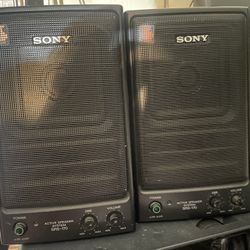 Vintage Sony Srs-170 Powered Speakers 