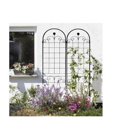 2 Pack Metal Garden Trellis for Climbing Plants Outdoor 86.7'' x 19.7'' Rustproof Plant Support Rose Trellis Netting Trellis BlackAP22