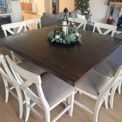8 Seater Counter Height Dining Table + Chairs