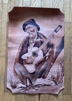 Original Etched Art On Leather