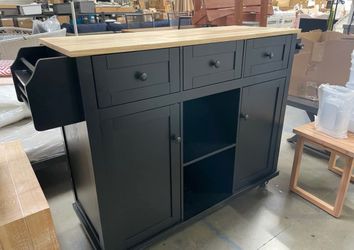AS IS Newly Assembled Kitchen Island 53 in Rolling Island Cart Mobile Portable Islands on Wheels