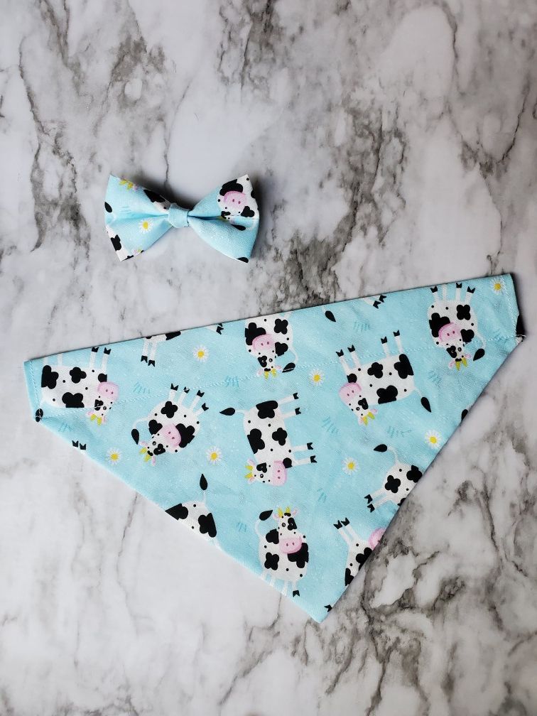 Personalized over the collar bandana with matching bow set