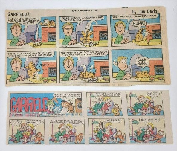 SUNDAY COMICS, (9) Garfield 1(contact info removed) Most at 13.5"x7.75" vintage funnies!