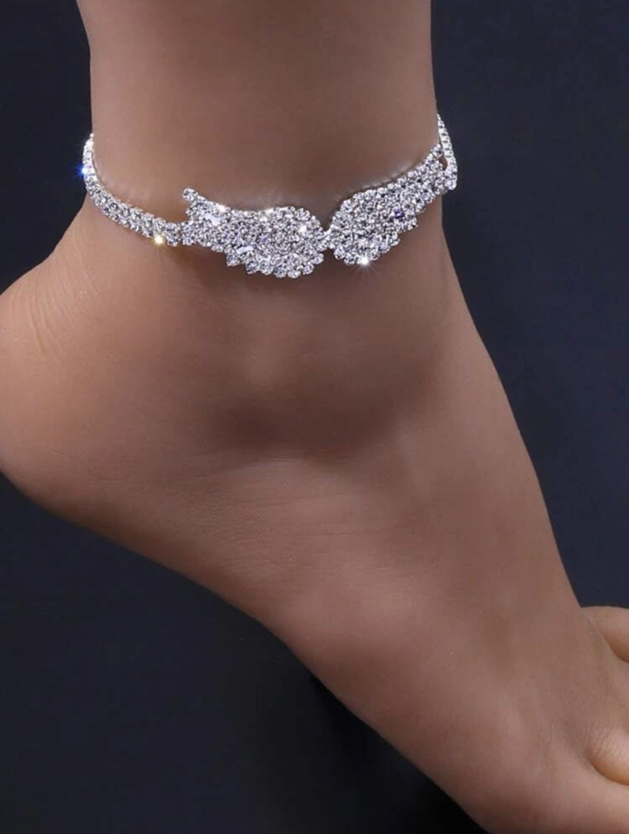 Tobillera con diamante de imitación con diseño de ala/Wing Design Rhinestone Anklet Bracelet