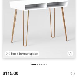 Hairpin Writing Desk With Storage And Write Threshold Brass Legs