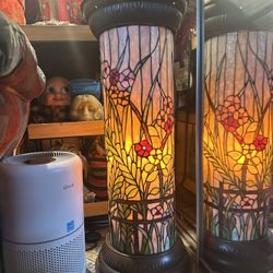 Stained Glass Tall Floor Lamp Vintage 