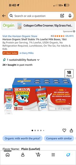 $10 Organic Milk 18ct