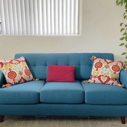 Teal Mid Century Modern Queen Sleeper Sofa