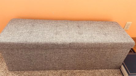 Toy Box, Grey Fabric Storage Ottoman Bench