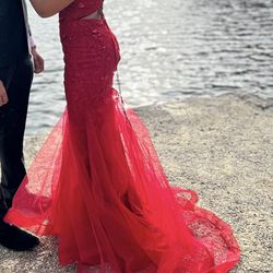 Red Mermaid Prom Dress Size 6