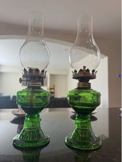 TWO Vintage hurricane lamps from the 40s