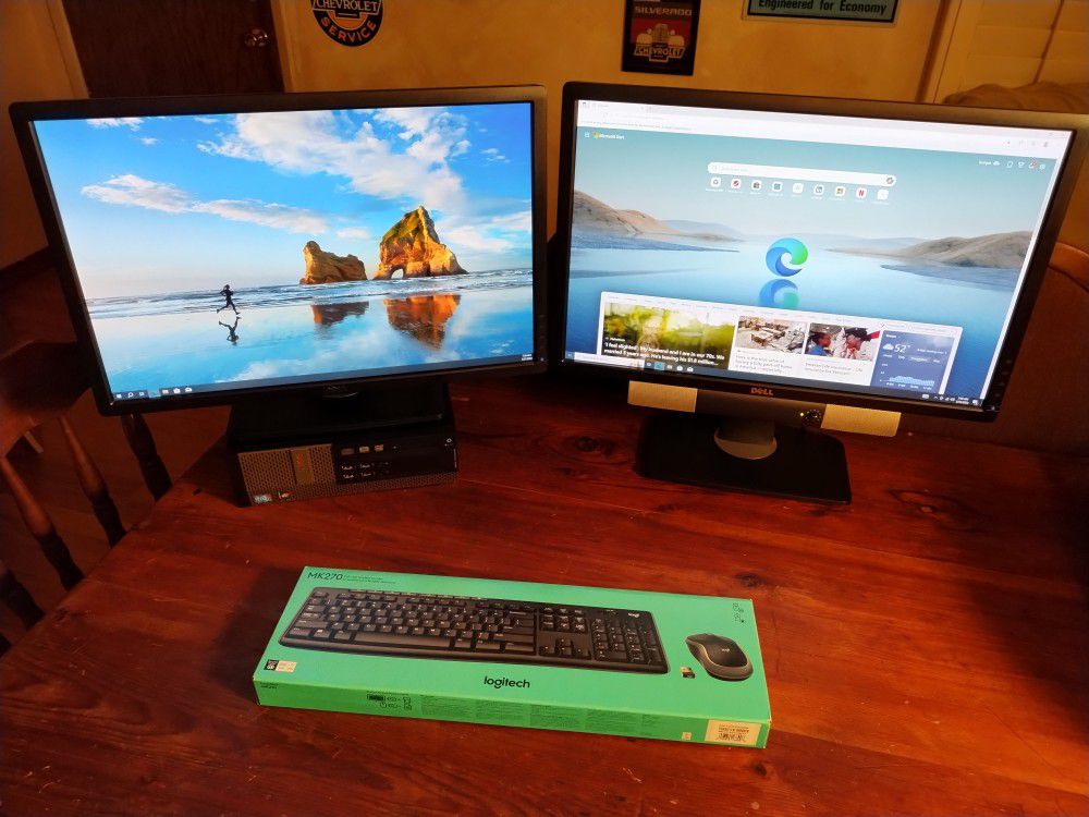 Fast Desktop PC Computer with dual monitors 32gb Ram 500gb SSD 