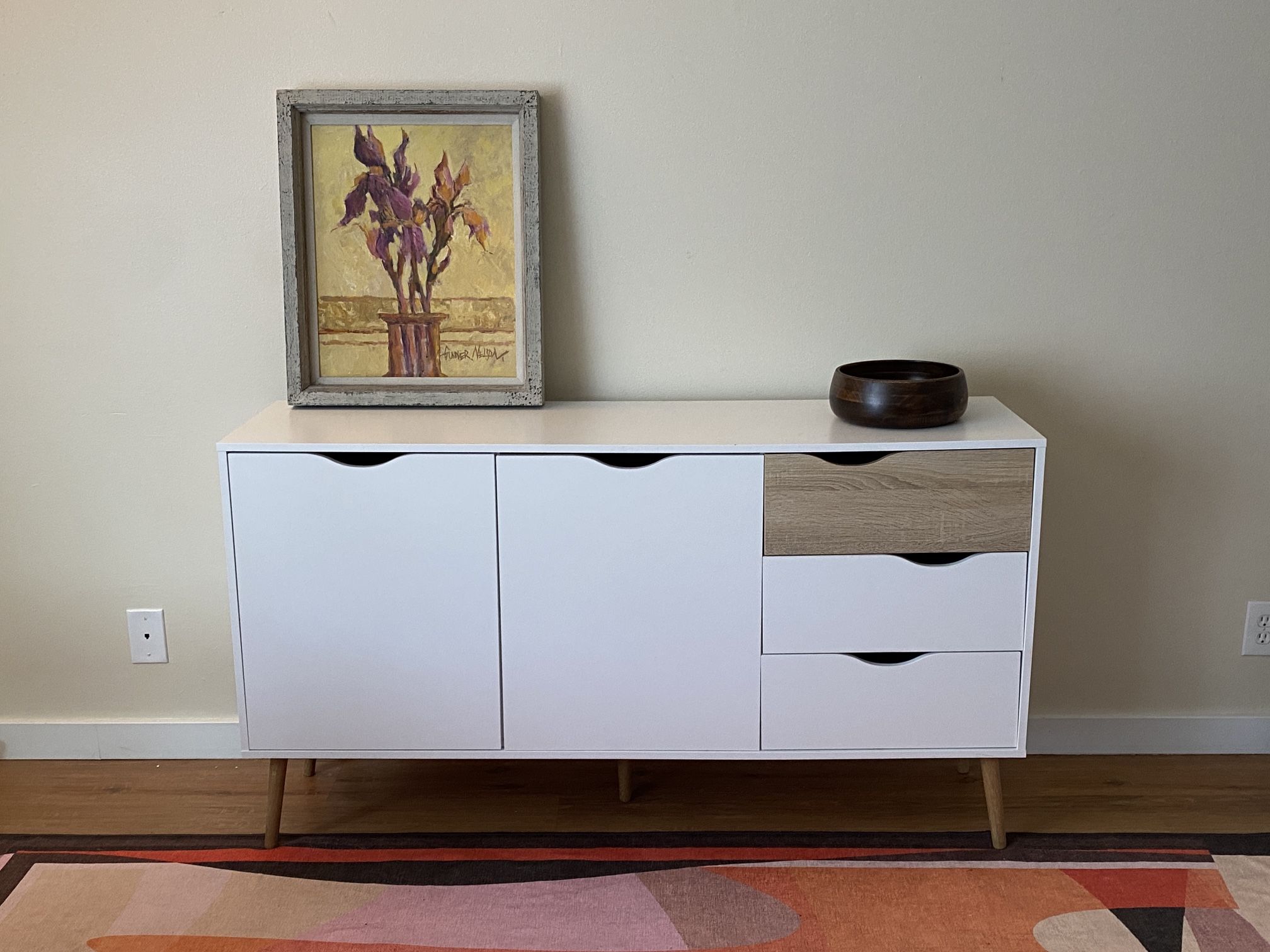 White Sideboard/buffet Cabinet With Drawers