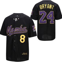 Men's 8 24 Bryant Forever Farewell Tribute Retro Baseball Jersey Black and White -men’s Size LARGE