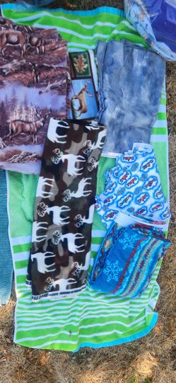 Flannel and fleece and fabric scraps