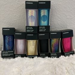 SET of 8 Starbucks Mini Tumbler Keychain Ornament bundle lot