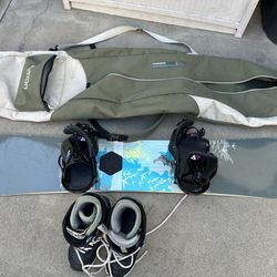 Snowboard, Boots, Binding & Bag