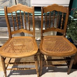 2 Vintage Cane Seat Chairs