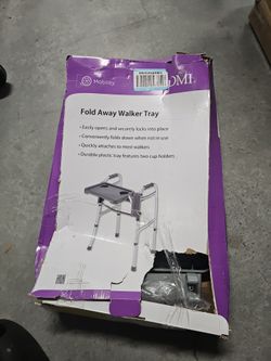 DMI Walker Tray, Rollator Tray, Mobility and Walker Accessory Tray Table Fits Most Standard Walkers, Folding with Two Cup Holders and Tool Free Assemb