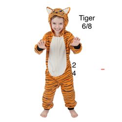 Tiger Costume Jumpsuit Halloween  kids 6-8 / Disfraz de Tigere Niños 6/8