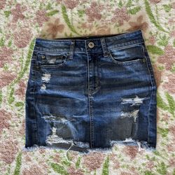 distressed denim mini skirt - American Eagle 
