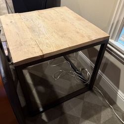 Palecek Reclaimed Wood Side Accent Table Modern Rustic Iron Base