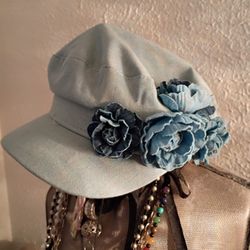Super Cute Denim Cap With Roses
