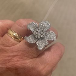 Cubic Zirconia Flower Pavee Ring