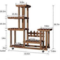 Flower Stand Multi-Storey Indoor and Outdoor Balcony Flower Pot, Plant Stand with Wheels, Living Room Ladder Flower Shelf, Floor-standingoutdoor Flowe