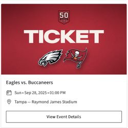 (2) Eagles vs. Buccaneers 3rd Row!! 9/28