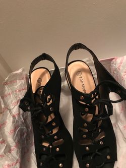 Size 6 1/2 black open toe heels