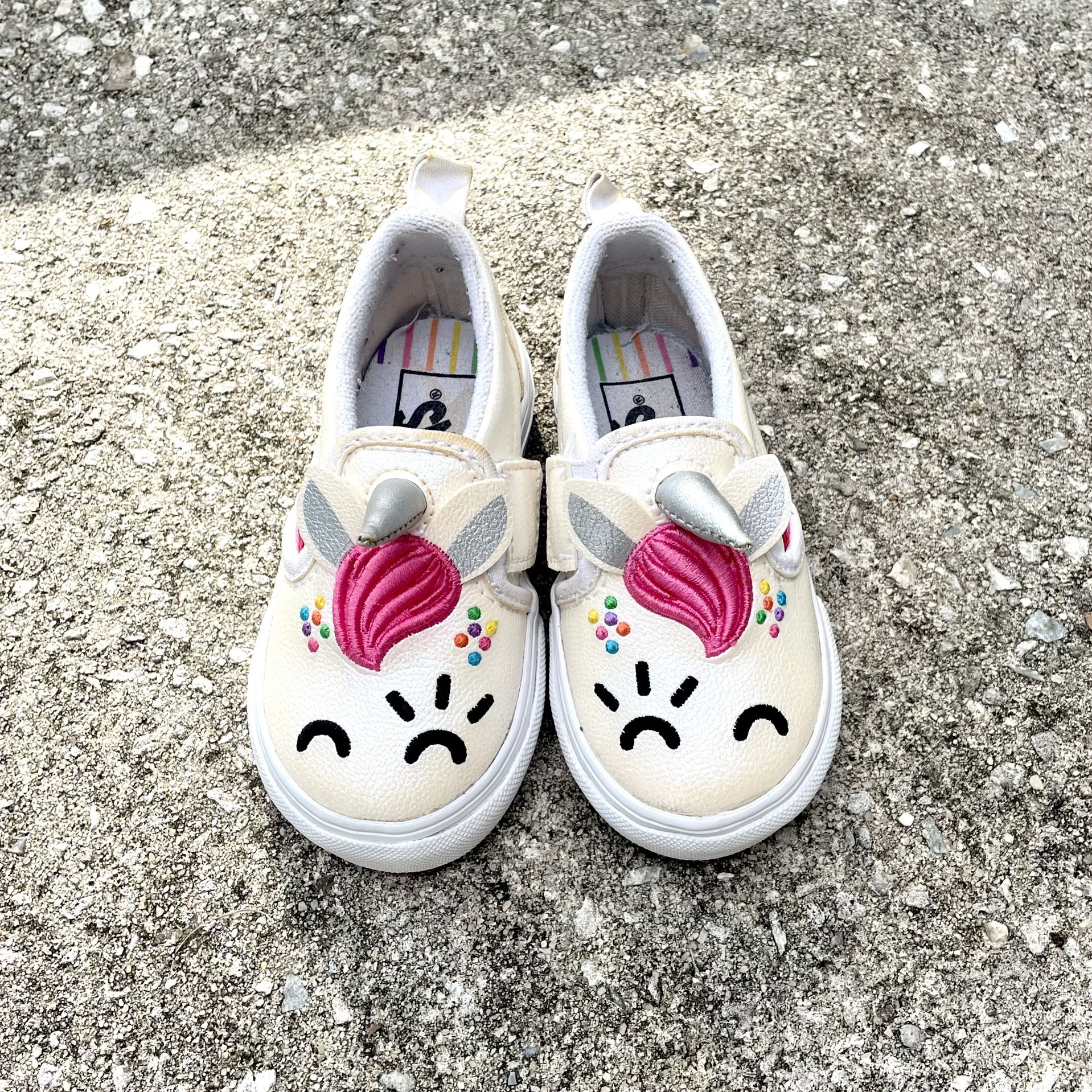 ** EUC** VANS Flour Shop Slip-On Shoes - Unicorn - Toddler Girls Sz 5 - Shimmer