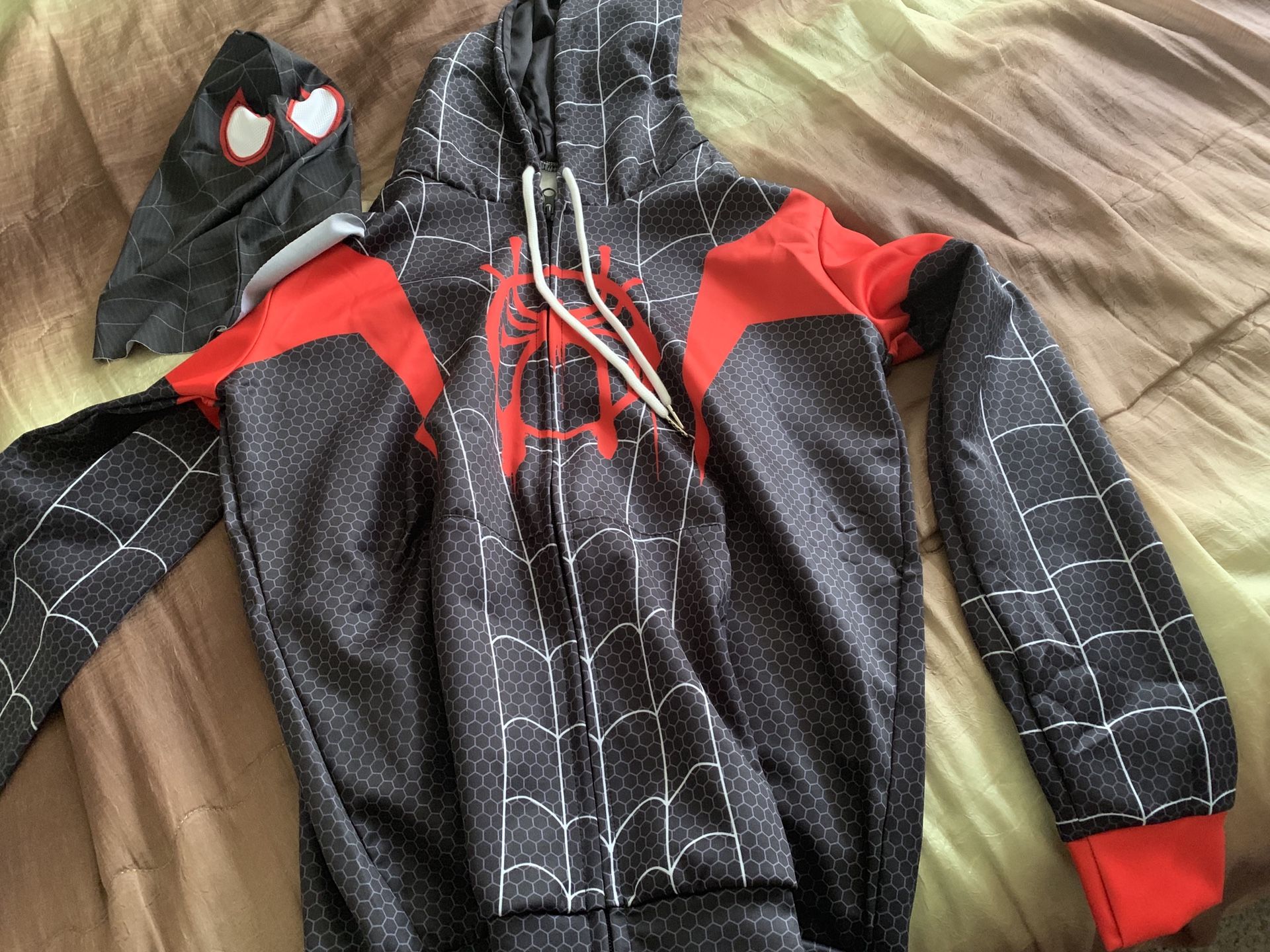 Miles Morales Hoodie Jacket Cosplay Costume w/ Mask (Medium)