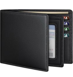 Full Grain Leather Wallets for Men RFID Blocking Bifold Mens Wallet with 2 ID Windows,13 Credit Card Slots & 2 Cash Compartments,Gifts for Men
