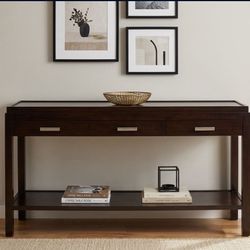 Solid Dark Brown Wood Entryway Console Table